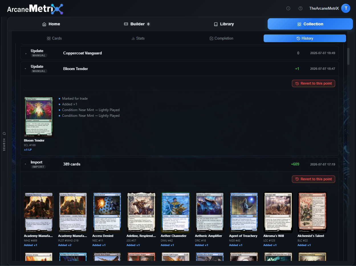 Collection History View